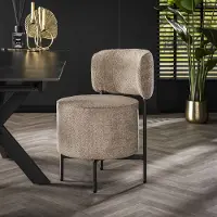 Dimehouse Set van 2 Draaibare Eetkamerstoelen Bouclé Lima - Rond - Zonder Armleuningen Grijs