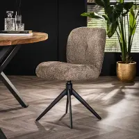 Dimehouse Set van 2 Draaibare Eetkamerstoelen Bouclé Lava - Zonder Armleuningen Beige