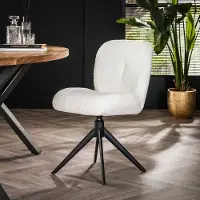 Dimehouse Set van 2 Draaibare Eetkamerstoelen Bouclé Lava - Zonder Armleuningen Taupe