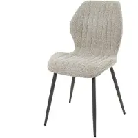 Dimehouse Set van 4 Eetkamerstoelen Bouclé Chantal - Met Armleuningen Grijs