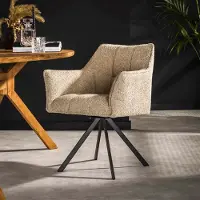Dimehouse Set van 2 Draaibare Eetkamerstoelen Bouclé Suze - Met Armleuningen Wit