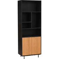 Livin24 Wandkast Bradley zwart/blank eiken 80x220 cm