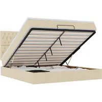 vidaXL Ottoman bed met matras 180x200cm stof crèmekleurig