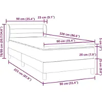 vidaXL Boxspring met matras fluweel donkergrijs 80x220 cm