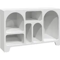 Sweeek Dressoir met 6 vakken houtdecor organisch 120cm Wit