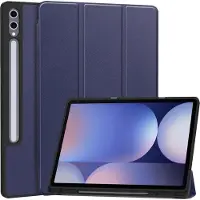 Ntech Tablet Hoes Geschikt voor Samsung Galaxy Tab S10 Plus / S9 FE Plus hoes Donker Blauw tri-fold bookcase met auto/wake functie
