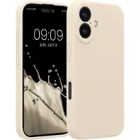 Kwmobile telefoonhoesje geschikt voor Apple iPhone 16 - TPU backcover met siliconen coating - Smartphone case in crème