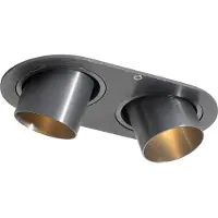 QAZQA Afgeronde inbouwspot gunmetal GU10 35mm kantelbaar 2-lichts - Installa