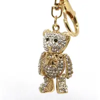 Fashion Jewelry Sleutelhanger Strass Beer met beweegbare armen en benen ( Goudkleurig ) 5 x 3 cm