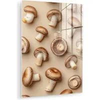 MuchoWow Glasschilderij 30x40 cm - Schilderij acrylglas - Kastanje Champignons - Beige - Foto op glas - Muurdecoratie woonkamer - Wanddecoratie slaapkamer - Schilderijen