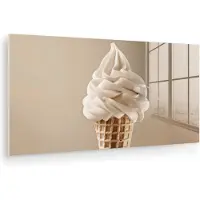 MuchoWow Glasschilderij 160x80 cm - Schilderij acrylglas - IJs - Softijs - Romig - Hoorntje - Beige - Foto op glas - Muurdecoratie woonkamer - Wanddecoratie slaapkamer - Schilderijen