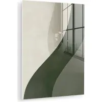 MuchoWow Glasschilderij 30x40 cm - Schilderij acrylglas - Japandi - Groen - Abstract - Modern - Foto op glas - Muurdecoratie woonkamer - Wanddecoratie slaapkamer - Schilderijen