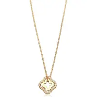 Elli - Halsketting - Ketting Vrouwen Klaverblad Hanger Armouredchain Zirkonia Diamant geslepen Wit 925 Sterling Zilver 45 cm - Dames