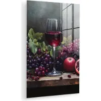 MuchoWow Glasschilderij 20x30 cm - Schilderij acrylglas - Wijn - Fruit - Stilleven - Foto op glas - Muurdecoratie woonkamer - Wanddecoratie slaapkamer - Schilderijen
