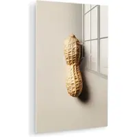 MuchoWow Glasschilderij 40x60 cm - Schilderij acrylglas - Pinda - Ruw - Beige - Foto op glas - Muurdecoratie woonkamer - Wanddecoratie slaapkamer - Schilderijen