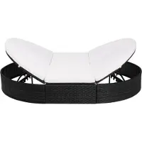 vidaXL Loungebed - Poly Rattan - Zwart - Inclusief Kussen Loungebed - Tuinset - Lounge Set - Buitendrankje - Relaxen
