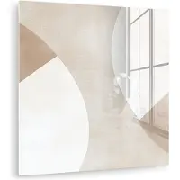 MuchoWow Glasschilderij 20x20 cm - Schilderij acrylglas - Bruin - Japandi - Abstract - Foto op glas - Muurdecoratie woonkamer - Wanddecoratie slaapkamer - Schilderijen
