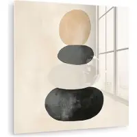 MuchoWow Glasschilderij 50x50 cm - Schilderij acrylglas - Japandi - Wabi sabi - Beige - Foto op glas - Muurdecoratie woonkamer - Wanddecoratie slaapkamer - Schilderijen