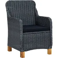 vidaXL Tuinstoelen - 2 stuks - Poly rattan - Donkergrijs Tuinstoel - Lounge Stoel - Buitenstedelijke Meubels - Poly Ratten Stoel - Donkere Grijze Tuinstoel