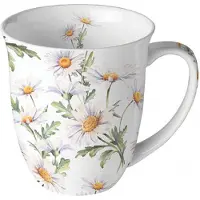 Ambiente Mok Beautiful Daisies 400ml Wit wit Porselein Beker