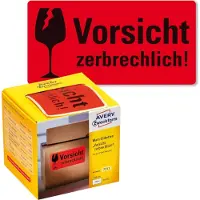 Avery Zweckform waarschuwingsetiket, verzendsticker 100 x 50 mm, 200 stuks, rood, breekbaar