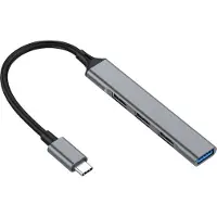 Equip 128961 128961 USB-hub 4 poorten USB-A USB 3.1 Gen1 5 GBit/s Met USB-C stekker Zwart, Grijs