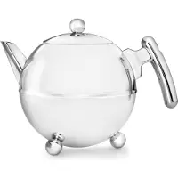 Bredemeijer - Theepot dubbelwandig - Duet Bella Ronde – 1,2 liter - RVS - Chroom beslag