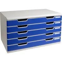 Exacompta Classic Ladekastje PS (Polystyreen) Blauw, grijs 5 Lades 57,6 x 35 x 32 cm