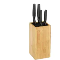 Relaxdays messenblok zonder messen - leeg - bamboe - voor 6 messen - 24 x 12 cm - natuur