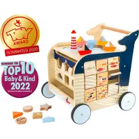 Small Foot - Houten Activiteiten Loopwagen Walvis