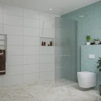FortiFura Galeria inloopdouche - 90x200cm - ribbelglas - wandarm - Geborsteld RVS PVD (RVS) SW797951/SW797908