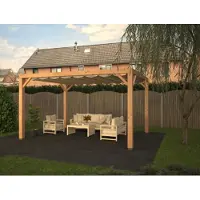 Shadow Comfort Douglas Pergola met harmonicadoek 404x394 Sahara Sand
