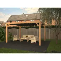 Shadow Comfort Douglas Pergola met harmonicadoek 404x394 Cool Grey