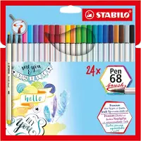 Stabilo Pen 68 Brush - Premium Brush Viltstift - Etui 24 Stuks In 19 Verschillende Kleuren