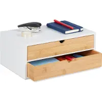 Relaxdays bureau organizer - met 2 lades - bamboe - MDF - 14 x 33 x 21 cm