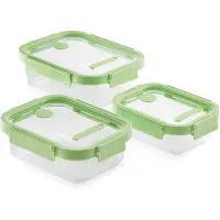 Lékué Vershouddoos - Glas - Rechthoek - Set van 3 - Green
