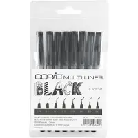Copic Multiliner finelinerset zwart (0,05 mm - BM) 8 stuks