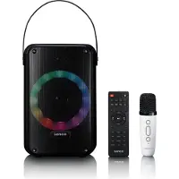 Lenco BTC-060BK - Draadloze Bluetooth Speaker 20W - Karaokeset met Microfoon en LED-verlichting - Zwart