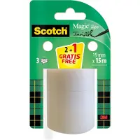 Scotch Plakband Magic 19mmx15m 2+1 gratis onzichtbaar 3 rollen