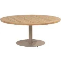 4SO Saba low dining teak tafel 160ØxH69 cm met latte onderstel