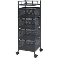En.casa Keukentrolley Sunndal met 4 manden 79,5x27x27 cm zwart