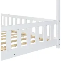 En.casa Kinderbed met geïntegreerd bedbank 'Hesel', inclusief matras, valbeveiliging en lattenbodem, afmetingen 120 x 200 cm, kleur wit