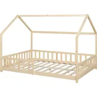 En.casa Kinderbed Hesel huisbed met uitvalbeveiliging 120x200 cm houtkleurig []