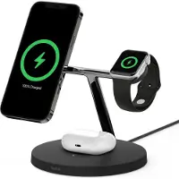 Belkin Boost Charge Pro 3-in-1 MagSafe en Qi2 Draadloze Oplader 15W Zwart