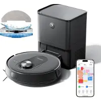 Proscenic Q8-Max robotstofzuiger met dweilfunctie, 8000 Pa, 200 min, robotstofzuiger met afzuigstation, 3 liter stofzak, intelligente lasernavigatie met 5 kaarten, app-bediening, Alexa