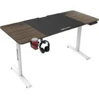 Pro-Tec Verstelbare computerbureau Hayward, 140 x 60 cm. Bureau met muismat, ergonomisch kantoorbureau, gaming bureau, donkere houttint