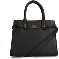 Manfield Zwarte leren handtas | Maat Onesize