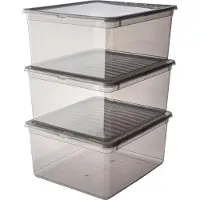 Keeeper Kunststof Opbergbox 18 l Met deksel Grijs 33,5 x 39 x 25,5 cm 3 Stuks