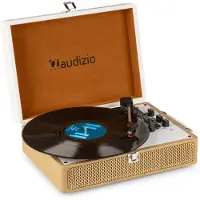 Audizio RP119 - Retro platenspeler met Bluetooth in bruin/witte koffer