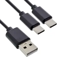 InLine USB-A naar 2x USB-C oplaadkabel | max. 25W | zwart | 0,50 meter